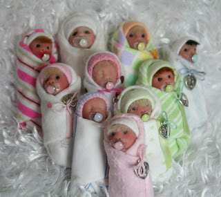   Mini Baby bundle polymer clay sculpt doll ~ Tiny Pixie Baby Bundle