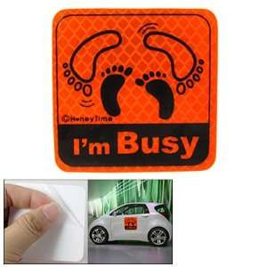   Amico Letters Im Busy Print Orange Red Square Car Sticker Automotive