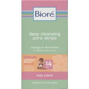  Biore Deep Cleansing Pore Strips, 14 Pore Strips + 2 Bonus 