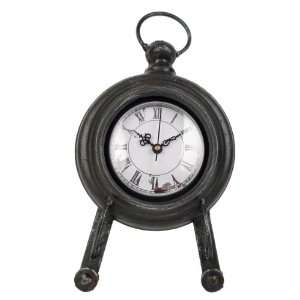  Wilco Imports Charcoal Black Metal Table Clock