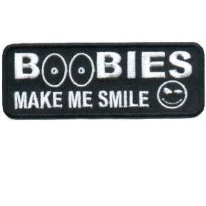  Boobies Make Me Smile Fun Embroidered Biker Vest Patch 