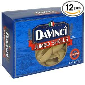 DaVinci Pasta, Jumbo Shells, 12 Ounce Boxes (Pack of 12)  
