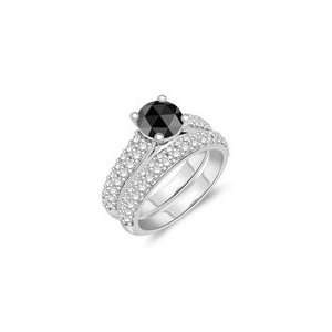 2.26 2.65 Cts Black & White Diamond Matching Ring Set in 
