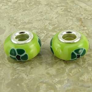    2 sterling silver lampwork glass beads fit 0219
