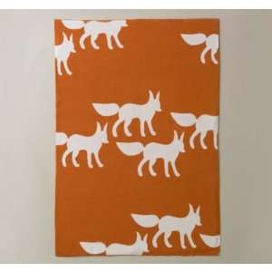  Foxes Orange Graphic Knit Blanket Baby