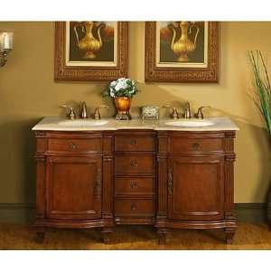 HYP 0722 T UIC 60 60 Esther Double Sink Cabinet   Travertine Top 