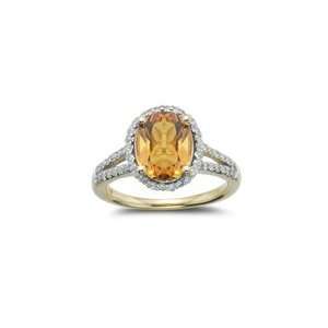  0.53 Ct Diamond & 2.20 Cts Citrine Ring in 14K Yellow Gold 