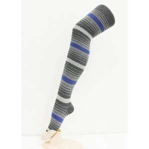    Grey and Blue Colorful Stripes Cotton Tights 