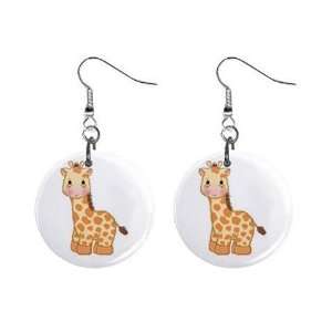 Baby Giraffe Design Dangle Button Earrings Jewelry 1 Round 13004387