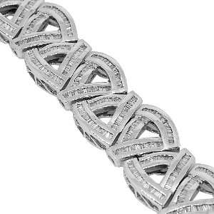  14K White Gold Mens Diamond Bracelet 7.71 Ctw Jewelry