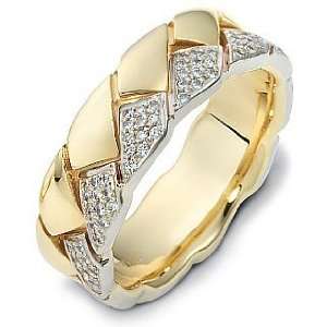   18 Karat Two Tone Gold Unique 120 Diamond Wedding Band Ring   6.25