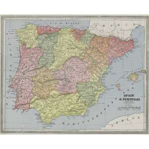  Cram 1884 Antique Map of Spain & Portugal   $69