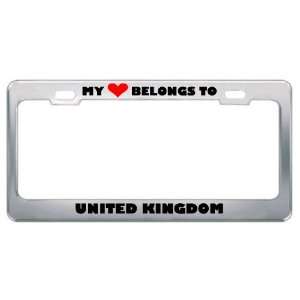 My Heart Belongs To United Kingdom Country Flag Metal License Plate 