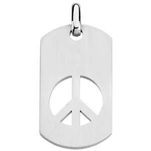 14K Yellow Peace Sign Dog Tag Pendant 50.25X23.50 mm 