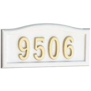 Gaines Address Plaques White on White with Brass Softcurve Address