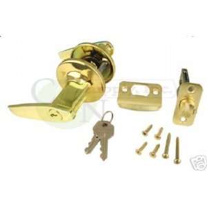  Keyed Alike Entry Lever Lock, Polish Brass  New