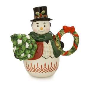   Heirlooms Jolly Plaid Snowman Teapot, 8.5 Inches High