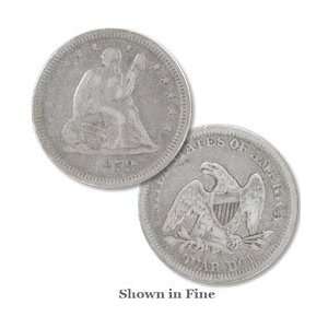  1858 Seated Liberty Quarter    Fine/12 15 Condition   90% 