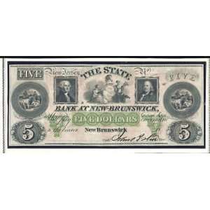  1860 New Brunswick New Jersey State Bank Note Mint Rare 