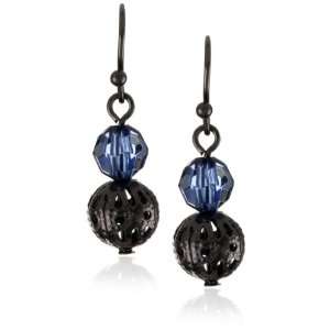  1928 Jewelry Blue Bead Ball Drop Earrings Jewelry
