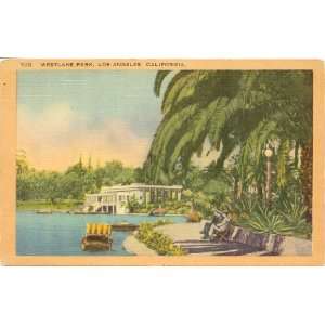  1940s Vintage Postcard Westlake Park   Los Angeles 