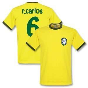  1970 Brazil Home Retro Shirt + R. Carlos 6 (Samba Style 