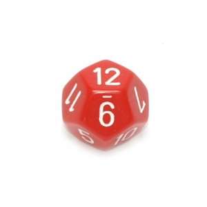  Chessex Opaque 16mm Red and white d12 Toys & Games