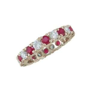  Elizsa 14K Gold Ruby and Diamond Eternity Ring Jewelry