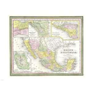  1850 Mitchell Map of Mexico Texas Poster (24.00 x 18.00 