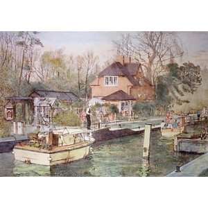 Approach to Sonning Lock Etching Josset, Lawrence Topographical 