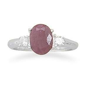  Rough Cut Ruby and CZ Ring (9) Jewelry