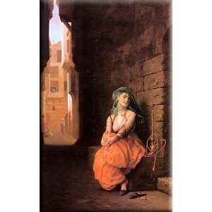 Arab Girl with Waterpipe 10x16 Streched Canvas Art by Gerome, Jean 