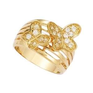   Plated Clear Cubic Zirconia 2 Butterflies Band Ring   Size 8 Jewelry