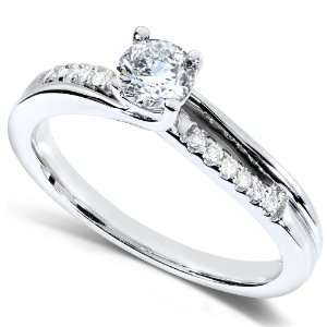  3/8 Carat TW Round Diamond Engagement Ring in 14k White 