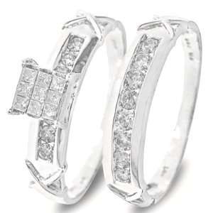 Carat T.W. Round, Princess Cut Diamond Ladies Bridal Wedding Ring 