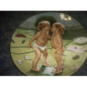  L Henry Just Friends Babies Kissing Plate 