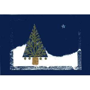  Christmas Cards Blue Handmade Paper Christmas Tree Holiday 