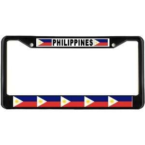  Philippines Filipino Pinoy Flag Black License Plate Frame 