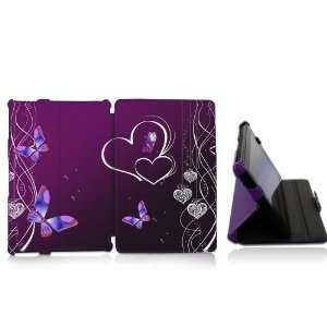 Kindle Fire Butterfly Heart Design Lightweight Leather Protective Case 