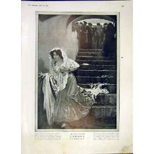  Stage Spaniard Carmen Artist Painting Old Print 1914