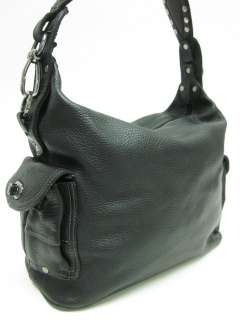 CARLA MANCINI Black Pebbled Leather Shoulderbag Handbag  