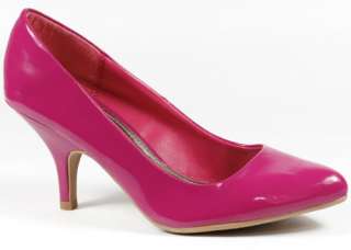 Fuchsia Pink Patent 3 Heel Classic Pump 8.5 us Qupid Tanya 01  