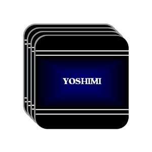 Personal Name Gift   YOSHIMI Set of 4 Mini Mousepad Coasters (black 