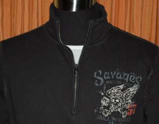 Lucky Brand SAVAGES BLACK PULLOVER WEATER MENS MEDIUM  