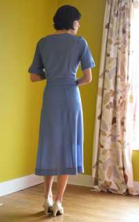 1950s vintage NOS periwinkle blue Belted Dress DETAILS XL  