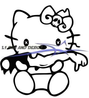 Say Hello to Zombie Kitty Car Window Laptop Sticker Decal Any Color 