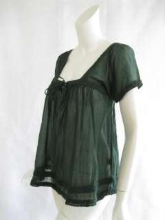 Letarte womens green square neck crochet top S $180 New  