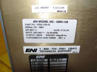 ENI OEM 12B RF Generator 1250W working 0190 70080  