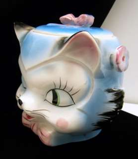 Vintage Pottery Cookie Biscuit Jar Super Cute Kitty Cat  
