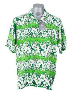 HW241 Hawaiian Surf Beach Green Shirt Hibiscus L  